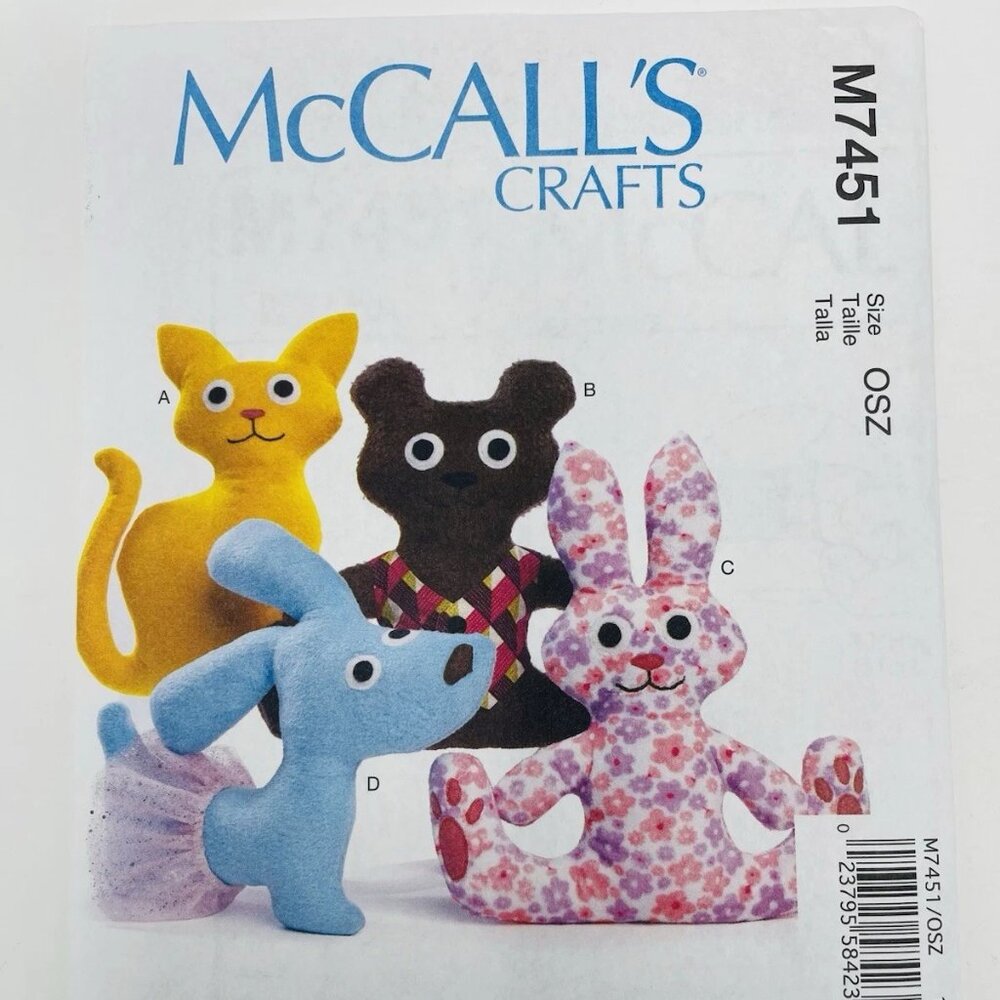 McCall's M7451 Stuffed Animals Sewing Pattern